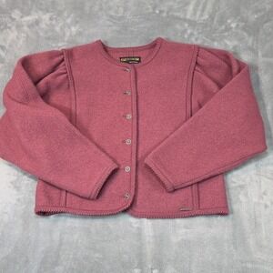 Geiger Tyrol Wool Purple Pink‎ Knit Jacket Cardigan 4 Button Blazer Grannycore